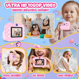 TOZDTO Kids Camera Instant Print,1080P HD Dual Lens Selfie Camera Toys for Girls & Boys Ages 3-12, Instant Photo Printing with 3 Rolls of Paper & 32GB Card, Christmas Birthday Gift for Toddlers (Pink)