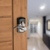 Kwikset SmartCode 955 Pembroke Light Commercial 10-Button Keypad Electronic Lever, Convenient Keyless Entry, 3-Year Battery Life and High Traffic Durability in Satin Nickel
