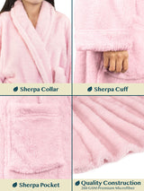 PAVILIA Premium Womens Plush Soft Robe, Sherpa Bathrobe, S/M Light Pink