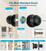 Fingerprint Door Lock, Smart Fingerprint Door Knob with Lock, Biometric Door knob with App Control & Key, Keyless Thumbprint Entry Door Lock for Bedroom, Front Door, Home, Apartment Office-Matte Black