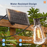 addlon 102FT(96+6) Solar String Lights Outdoor with Remote, Waterproof Patio Lights with 30 Shatterproof LED Bulbs, 30H+ Long-Lasting Dimmable & Timable Solar Light for Backyard Camping Garden Decor