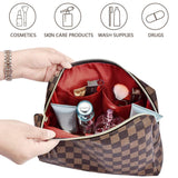 BAGCRAZY Makeup Bag, Cosmetic Bag, Portable Leather Large Checkered Makeup Bag, 2 Pack Large Capacity Travel Cosmetic Bag for Women, Lightweight Design and Waterproof Toiletries Bag Christmas Gifts