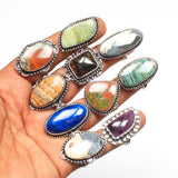 Silver Carats Women's Chunky Silver Rings - 5 Pcs Fashion Ring Set, Silver Plated, Handmade Gemstone - Stackable Gothic Vintage Pack