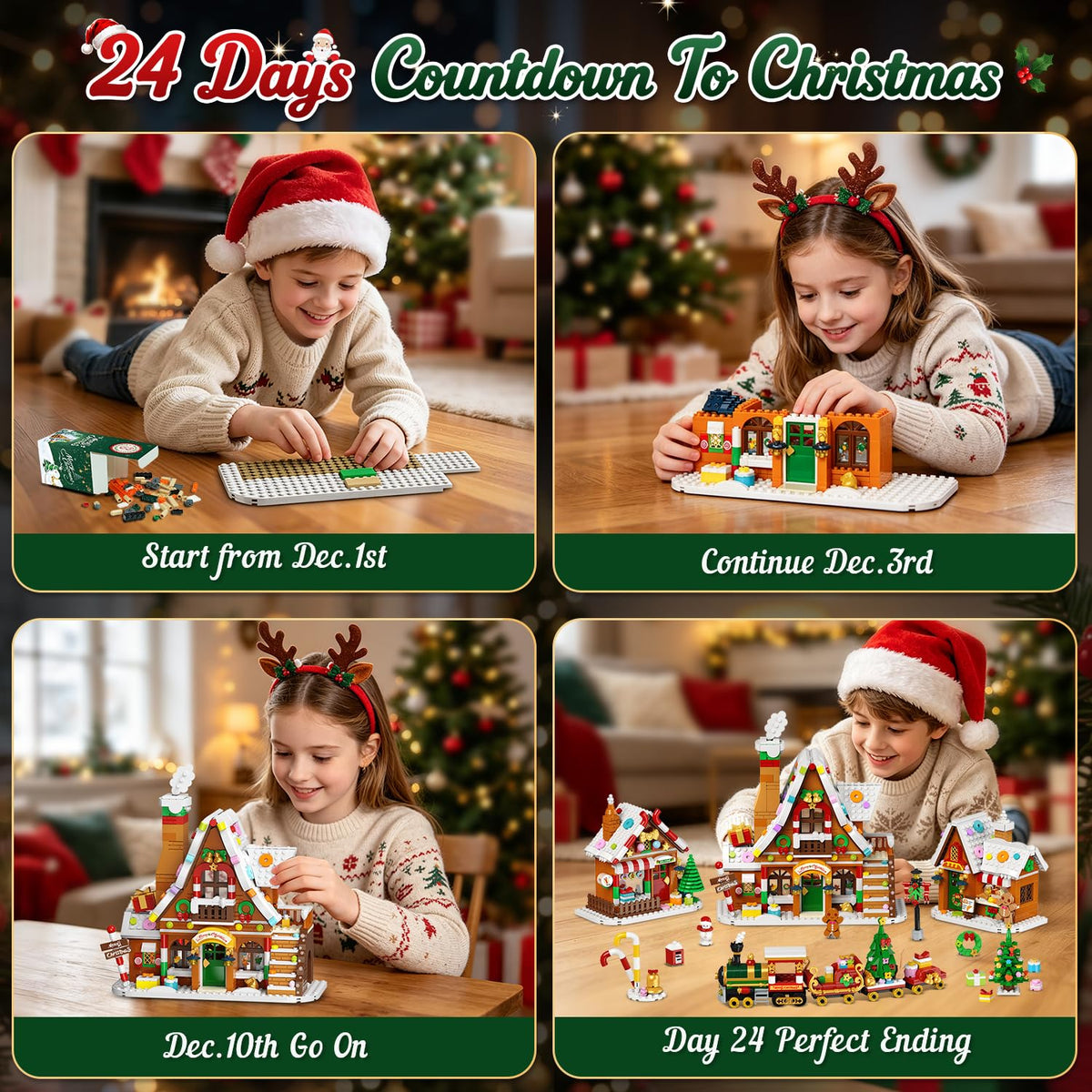 INSOON Advent Calendar 2026 Gingerbread House Mini Building Set with Lights