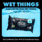 DUDE Wipes - Flushable Wipes - 6 Pack, 288 Wipes - Unscented Extra-Large Adult Wet Wipes - Vitamin-E & Aloe - Septic and Sewer Safe