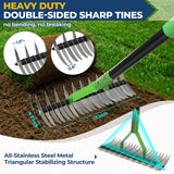 Garden Rake 51" – Dual-Sided Shrub Rake with 13" Sharp Metal Tines, Lightweight Multi-Purpose Yard Tool, Reversible Head for Lawn, Soil, Shrub, Mulch & Leaf Cleanup