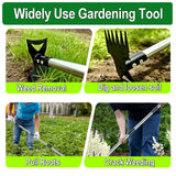 KINFIDTOW 58" Stand Up Weed Puller Tool with Long Handle, 2 in 1 Manual Weeder & Garden Hoe, 4-Claw Steel Head Weed Remover with Gloves for Yard Lawn Patio Garden