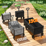 Blomoba 35" Extra Long Folding Wagon with Adjustable Handle & Wheels, Black