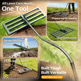 HamRoRung Lawn Leveling Rake -31.5''x11.8'' Heavy Duty Leveling Rake, Ergonomic Handle, Professional Ground Leveler for Yard, Soil, Grading, Gravel, Seeding, Do Not Hurt Turf, Save Effort