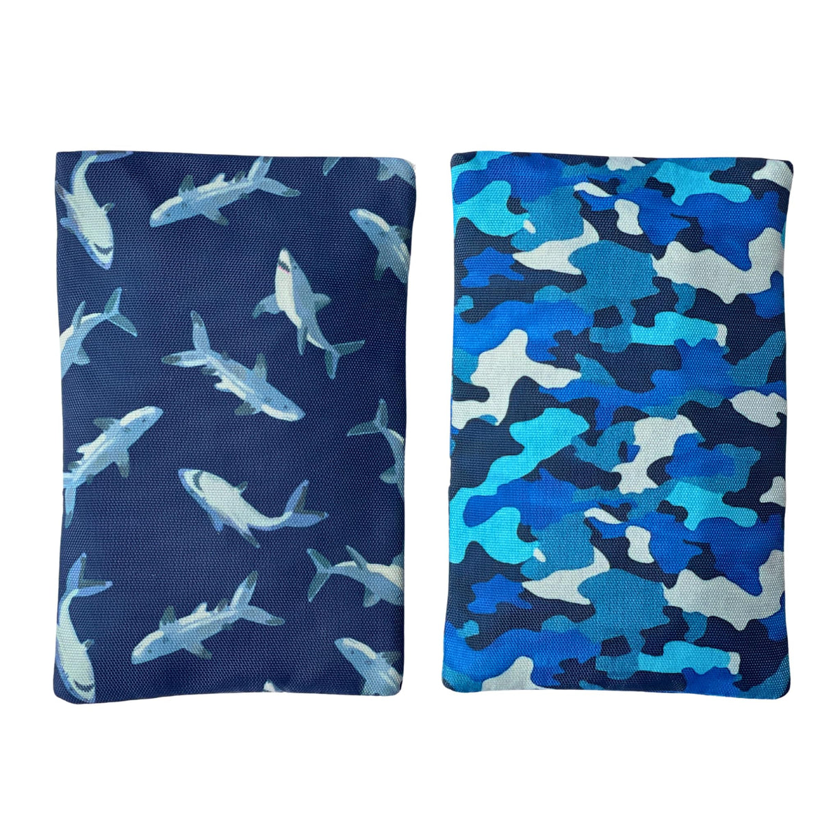 Yumbox Reusable Soft Gel Ice Packs for Lunch Boxes – Sweatproof Kids Lunchbox Ice Packs (Set of 2, 6.5″ × 7.5″)(Camo & Shark)