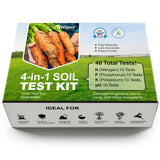AAwipes Soil Test Kit for 4-in-1 pH, Nitrogen(N), Phosphorus(P), Potassium(K) Levels – 40 Tests for Garden, Lawn, Yard & Plant Care – Reliable Nutrient Tester with Sampling Accessories