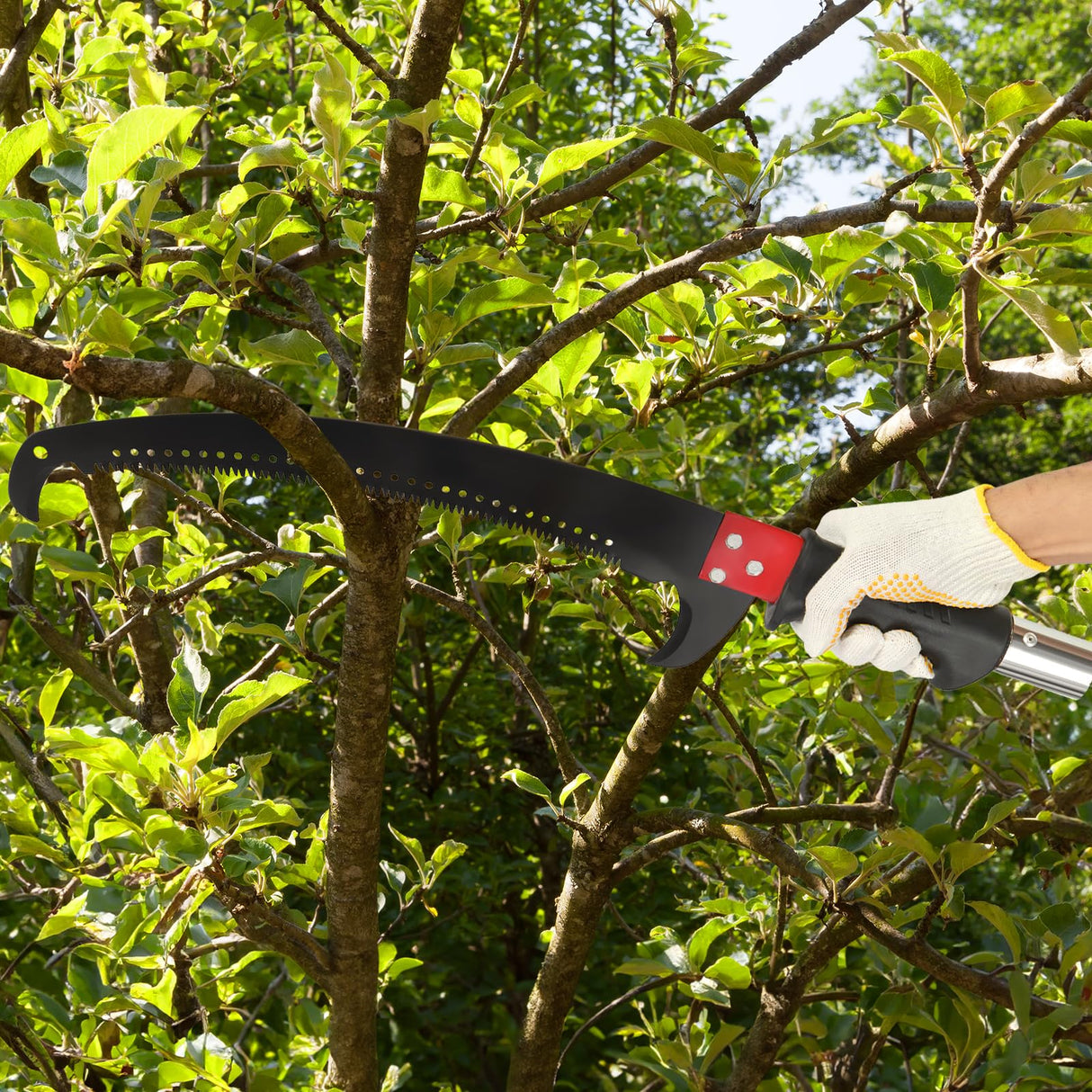 Outvita 30 Feet Extendable Manual Pole Saw Tree Pruner, Yellow