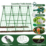 A-Frame Cucumber Trellis for Raised Bed - 47 x 47in, Heavy-Duty Detachable Garden Trellis with Netting & Clips, Support for Climbing Outdoor Cucumber, Tomatoes, Luffa, Bitter Melon, Vining Flowers