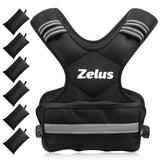 ZELUS Weighted Vest for Men and Women | 4-10lb/11-20lb/20-32lb Vest with 6 Ironsand Weights for Home Workouts | Adjustable Body Weight Vest Exercise Set for Cardio and Strength Training (11-20 lb.)