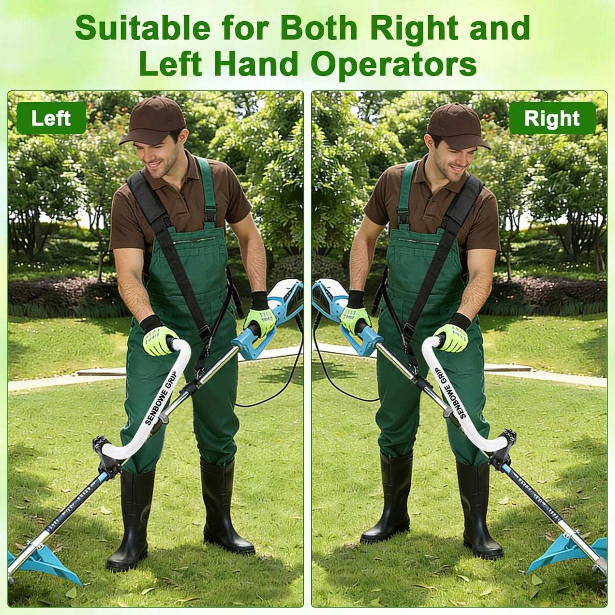 𝐔𝐩𝐠𝐫𝐚𝐝𝐞𝐝 Weed Eater Handle, Ergonomic String Trimmer Grip Extension Back Saver,with Adjustable Shoulder Strap, Universal Weedeater Handle for Lawn Care, Landscaping, Grass,Trimming (White)