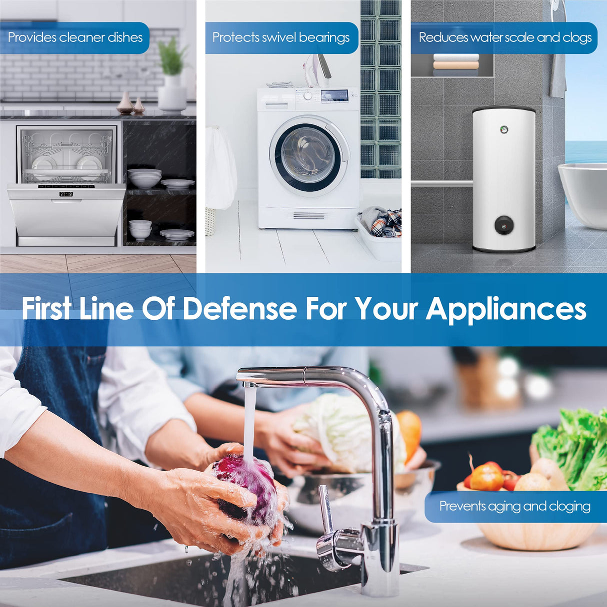 Waterdrop WF10PG Whole House Water Filter, Compatible with WHF21-PG, GE® FXHTC, GXWH40L, 3M® Aqua-Pure AP810, Culligan® RFC-BBSA, Any 10" x 4.5" System, Reduces Sediment, Chlorine, Taste, Odor