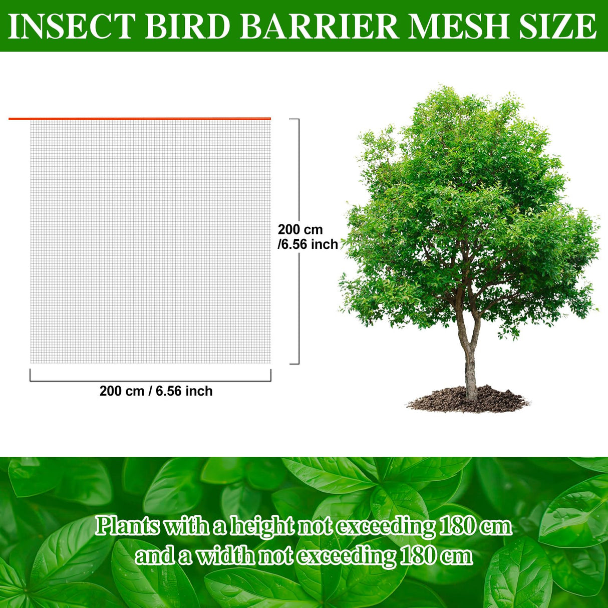 Large Fruit Orchard Netting, 6.56 x 6.56 FT Plant Netting with Zipper and Drawstring, Garden Netting to Protect Fruit from Anti Birds, Bugs, Cicadas, Insects
