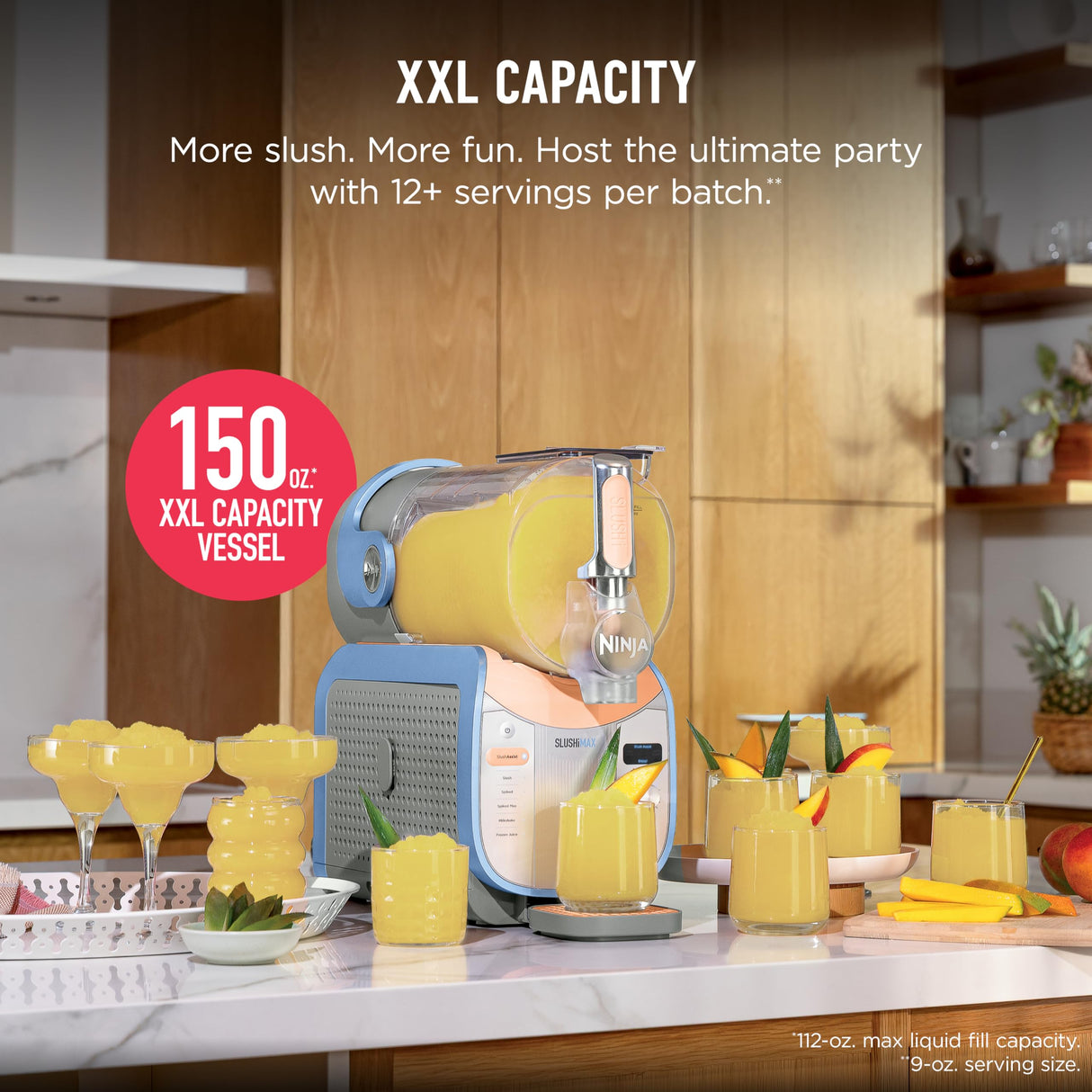 Ninja SLUSHi Max XXL Smart Frozen Drink Maker | Top Performance & Smart Technology, Party-Size 150oz Capacity, No Ice Needed, 6 Programs, Ideal Temp & Texture up to 12 hours | Blue FS605SG