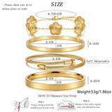 ISELBDR 18K Gold Bangle Bracelets for Women - Stackable Clover & Nail Love Bangle Set - Non-Tarnish Jewelry for Birthday Valentine's, Mother's Day & Christmas (Gold-A)