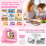 Yosfeng Instant Print Camera for Kids - Christmas Birthday Girls Gifts for Age 3 4 5 6 7 8 9 10 Year Old, 2.4 Inch Screen Kids Instant Camera, Kid Digital Video Cameras Toys with 32 GB SD Card