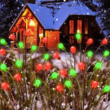 OZS 6Pack Total 48LED Solar Garden Lights Christmas Fairy Outdoor - Solar Firefly Lights Fairy Outdoor, Sway by Wind, Waterproof for Pathway Patio Yard Christmas Decorations(Red&Green)