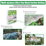 SnugNiture Garden Netting, Ultra Fine Mesh, 8x24 FT, White, 3 Pack