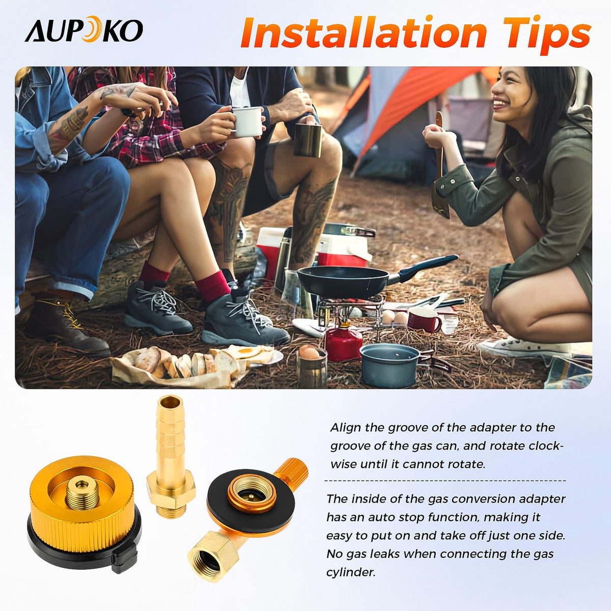 Aupoko Gas Canister Adapter Kit, Valve Caps Camping Gas Refill Adapter ...