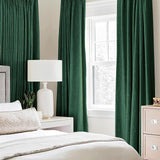 MIULEE 100% Blackout Linen Curtains for Bedroom Thermal Insulated Emerald Green Grommet Room Darkening Curtains & Drapes Christmas Decor for Living Room Nursery 52 x 84 Inch (2 Panels)