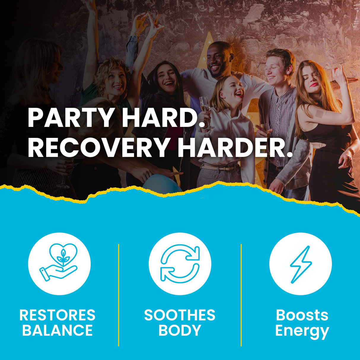 Party Recovery Patches 42 Pack - Wake Up Refreshed & Energized with Our 100% Natural Ingredients Patch - Skin-Friendly & Waterproof - Apply Before Drinking - Enhanced Morning Formula