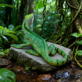 SHAODIE Outdoor Resin Iguana Statue, 13.39 x 7.09 x 5.91 inches, Green Decorative Garden Sculpture Outdoor Lizard Sculpture Tropical Lizard Yard Art