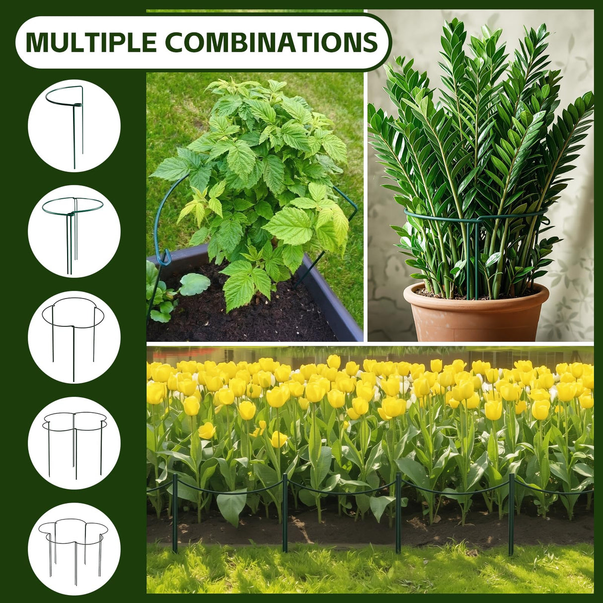 Thealyn 10 Pack Plant Support Stakes, 10" x 16" Peony Cages and Supports