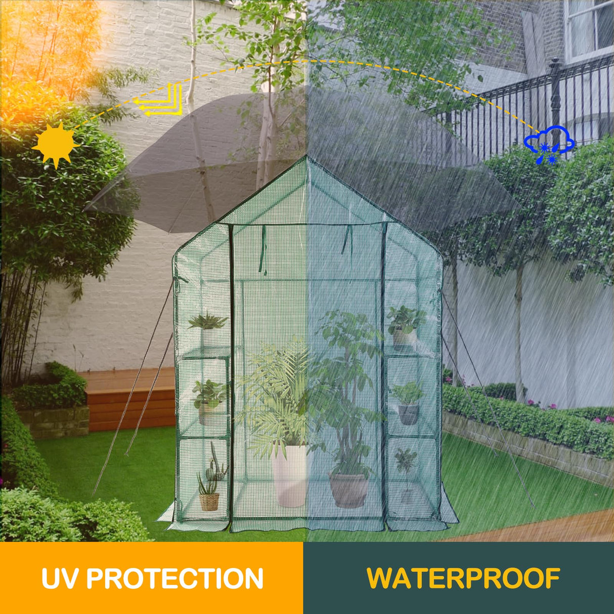 KOKSRY Mini Greenhouse,Greenhouses for Outdoors,Portable Walk in Green House for Garden Plants that Need Frost Protection and Away from Animals(56"x30"x76")-Green