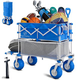 Beach Wagon with Big Wheels for Sand,400L Double Decker Wagon with Extender