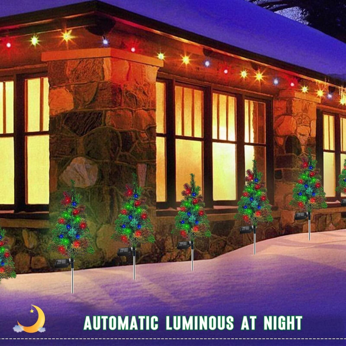 4PCS Solar Christmas Tree Garden Stake Lights Waterproof Christmas Decorations Tree Lights Outdoor Xmas Tree Light Christmas décor Pathway Lights Patio Yard（4PCS）