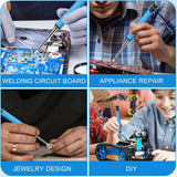ZMJY Portable Soldering Iron Cart Pen - USB-C Rechargeable with LED Screen, 510 Thread Universal Connector, 3-Temp Ceramic Heating (200-450°C), 650mAh for Electronics Repair, DIY, & Phone Fix (Blue)