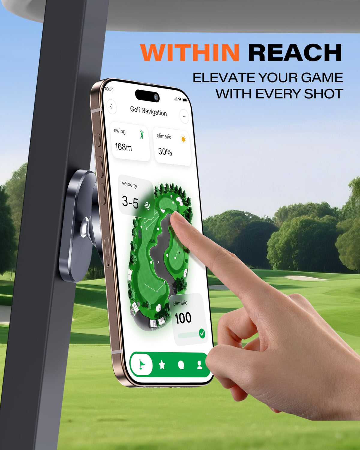 A2C Alloy Magnetic Golf Cart Phone Holder, Unique Golf Accessories for Men