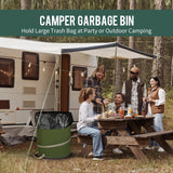 Rachmi 47 Gallon Collapsible Trash Can 2-Pack with Hard Bottom | Extra Large Reusable Yard Leaf Waste Bag Outdoor Pop Up Recycle Bin for Camping, Green