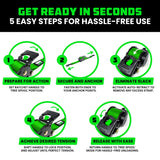 Rhino USA Retractable Ratchet Straps (2-Pack) - 2 Inch x 10 Feet (3,033lb Break Strength) - Heavy Duty Auto Self Retracting Tie Down Straps for Truck, Cargo Trailer, Motorcycle, Rad & More - Green