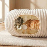MOYMO Cat Tunnel Bed with 40 Pcs Interactive Cat Toys, White