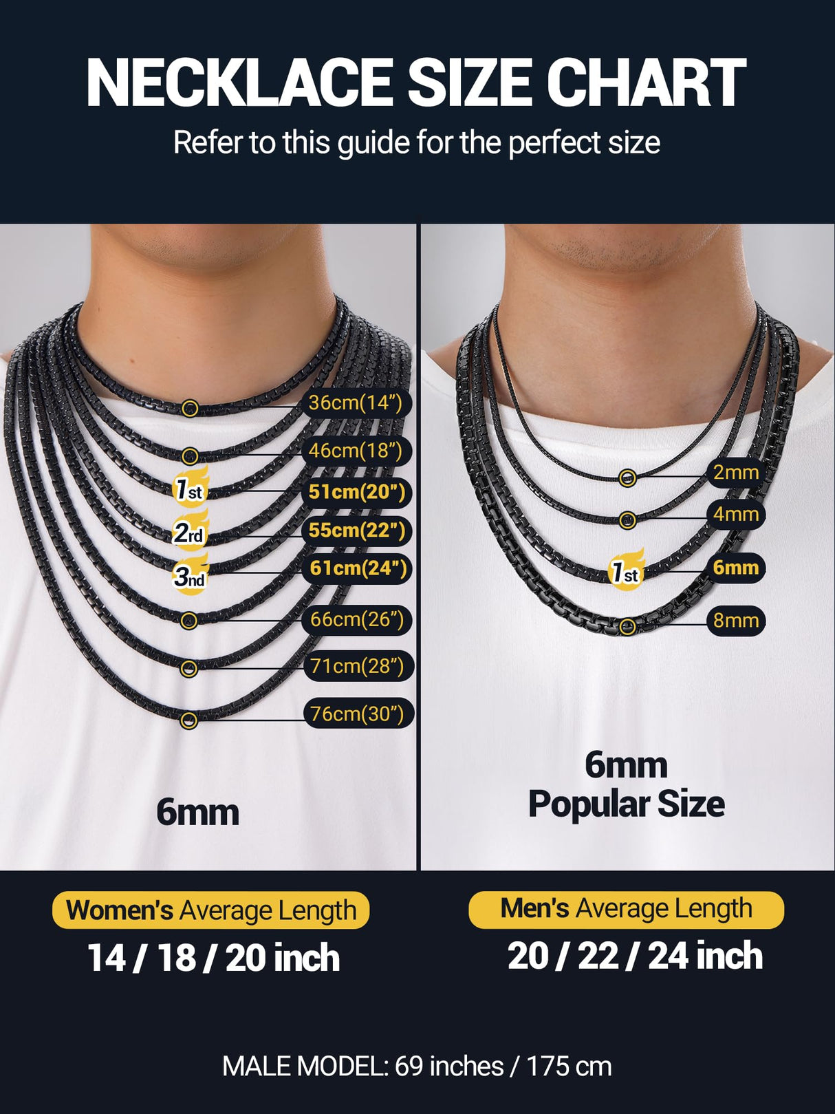 PROSTEEL Punk Jewelry Link Chain Black Necklace Neck Chain 6mm 20inch Gothic Men Cool Chains Mens Necklace
