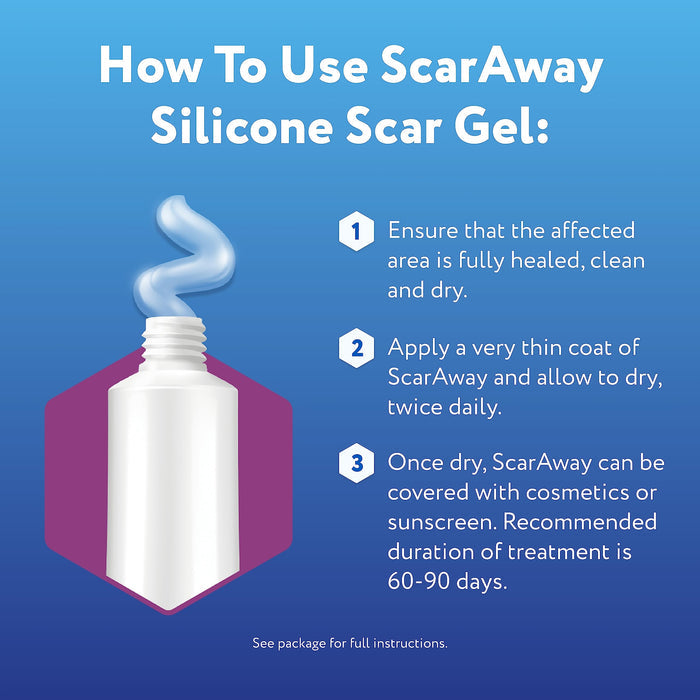 ScarAway Silicone Scar Gel, Helps Improve Size, Color & Texture of Hypertrophic & Keloid Scars from Injury, Burns & Surgery, Water Resistant, 20g (0.7 Oz)