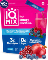 IQMIX Hydration Electrolyte Powder – 4-in-1 Formula for Hydration, Mental Clarity, Mood and Recovery – Sugar-Free Drink Mix, Keto, Magnesium L-Threonate, Lion’s Mane – 40 Count Blueberry Pomegranate