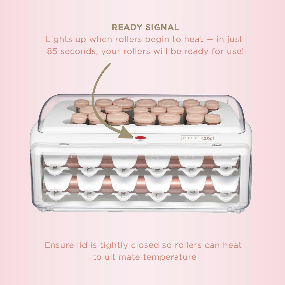 INFINITIPRO BY CONAIR Ceramic Flocked - Hot Rollers for Long, Medium, and All Hair - Hair Curler - Hair Roller Clips Included - 1 1/4-inch, 1-inch, and 3/4-inch Rollers