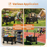 NWH 34'' Extra Long Collapsible Wagon, 380lbs Large Capacity Folding Wagons Carts with Wheels Foldable, Heavy Duty Utility Cart with All-Terrain Wheels for Beach Outdoor Grocery Camping Garden