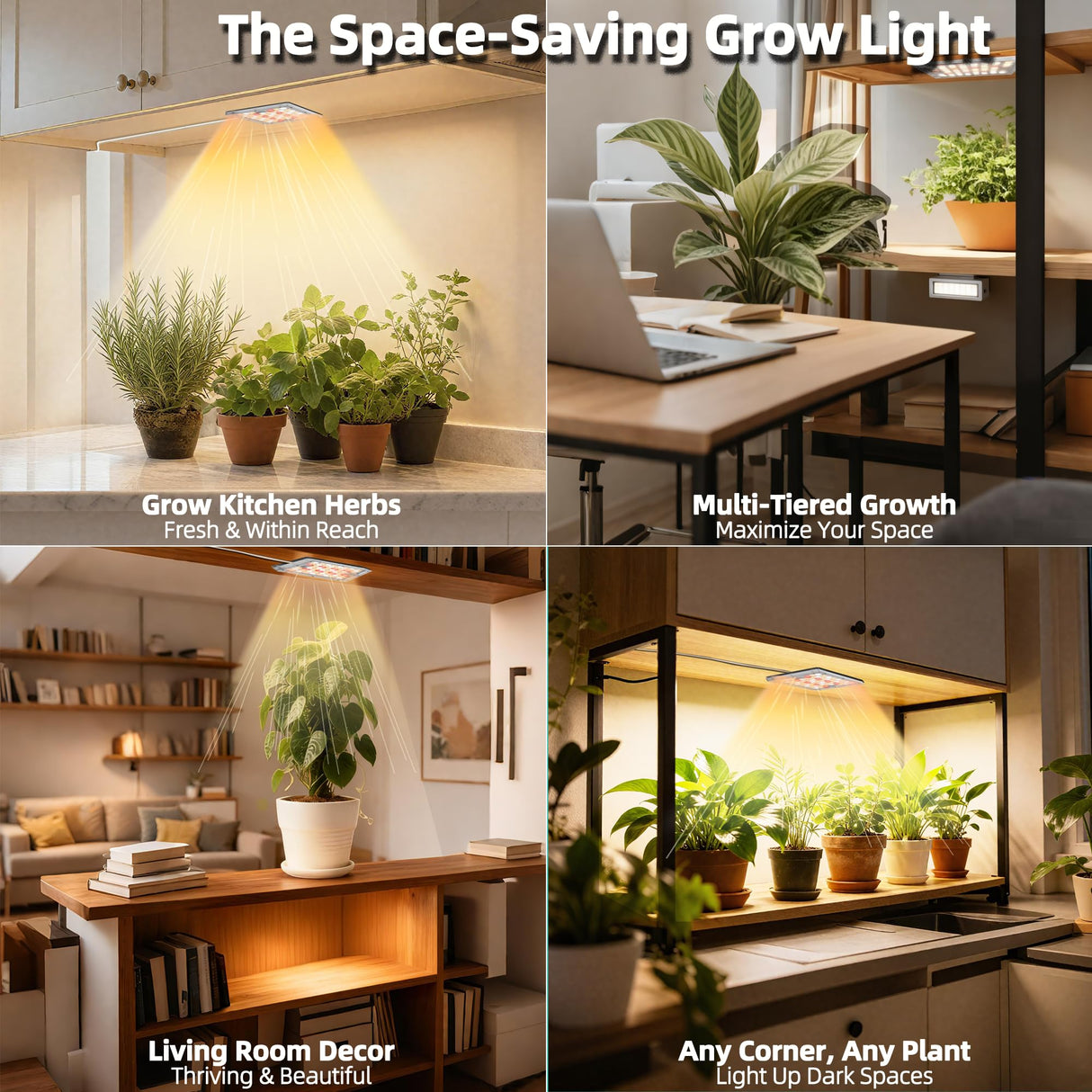 Under Shelf Grow Light, USB Powered Adhesive Stick On LED Under Cabinet Puck Light with Timer, Full Spectrum High PPFD Small Plant Light for Shelves, Indoor Plants, Terrarium, Display Case (3500K)