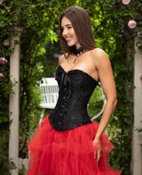 SZIVYSHI 14-Bone Overbust Corset Top - Black - Medium