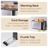 Elite Gourmet 4-Slice Long Slot Toaster, 1.5" Wide Slots, 6 Browning Levels