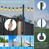 AHRLHR 8 Pack 2.8Ft String Light Poles,Light Poles for Outside Lights,Outdoor with Fence Brackets Hanging Lights,Metal Stand Deck Patio Backyard