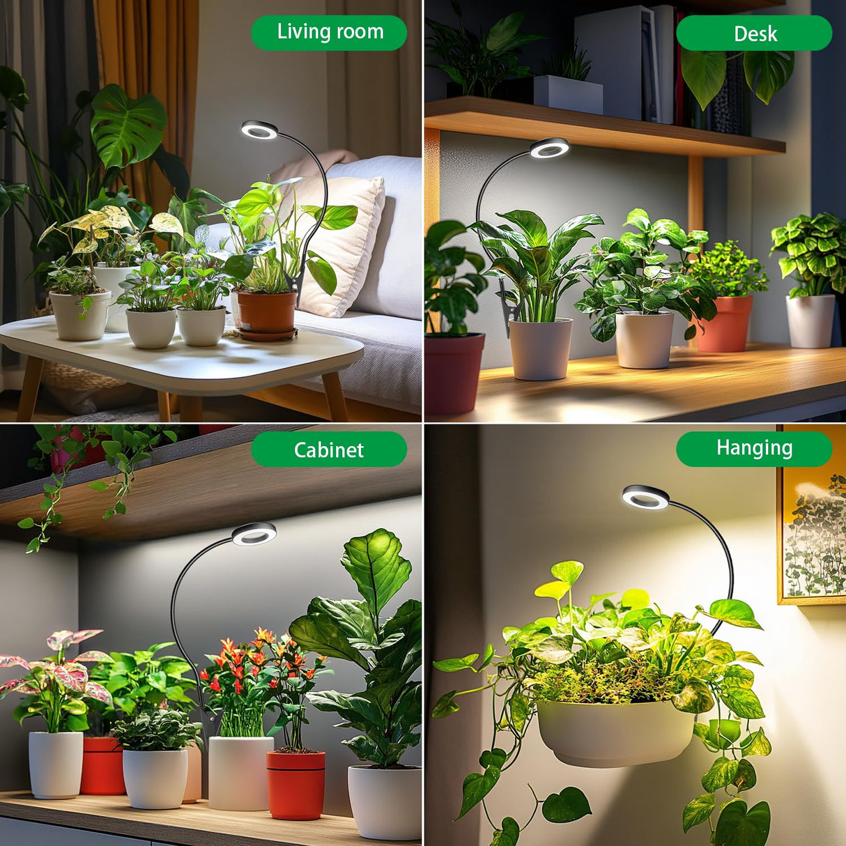 Xuligron Plant Lights for Indoor Growing, 144 LED Full Spectrum Grow Light with Clip 3 Pack, Black Halo Indoor Plant Light 2 Installation Options with 6/12/16H Timer, 5 Dimmable, 3 Modes
