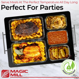Magic Mill Premium-Grade Glass Food Warmer for Parties Buffet, XL Stainless Steel Modern Electric Warming Tray, Adjustable Temperature Control, Advanced Precision-Engineered Heating System Size-21x16